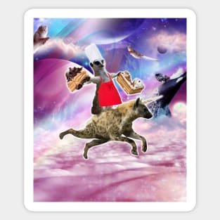 Lemur Riding Hyena Unicorn Eating Cake Sticker